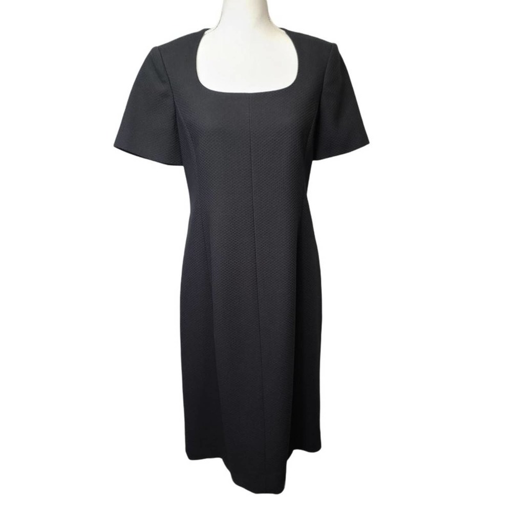 Elegant Black Square-Neck Midi Dress